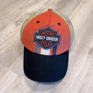 Harley Davidson Kids Youth Racing Stripe Vintage Look Hat Adjustable Velcro Back